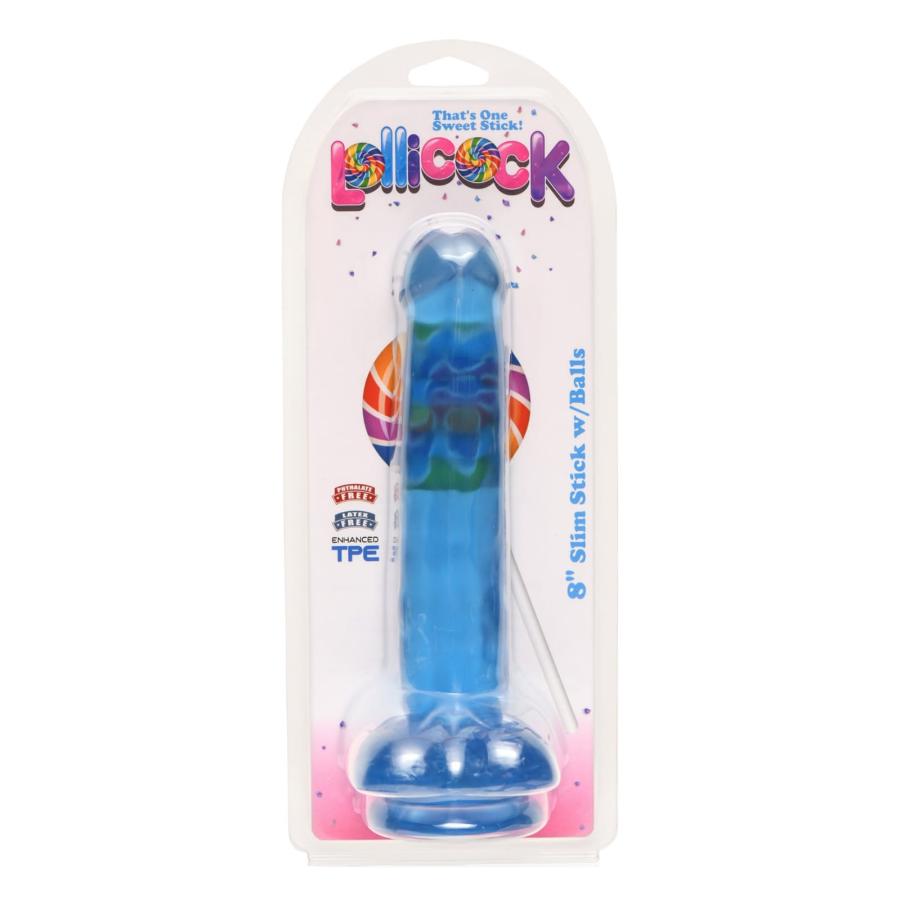Lollicock 8 Slim Stick con testículos Berry Ice Dildo